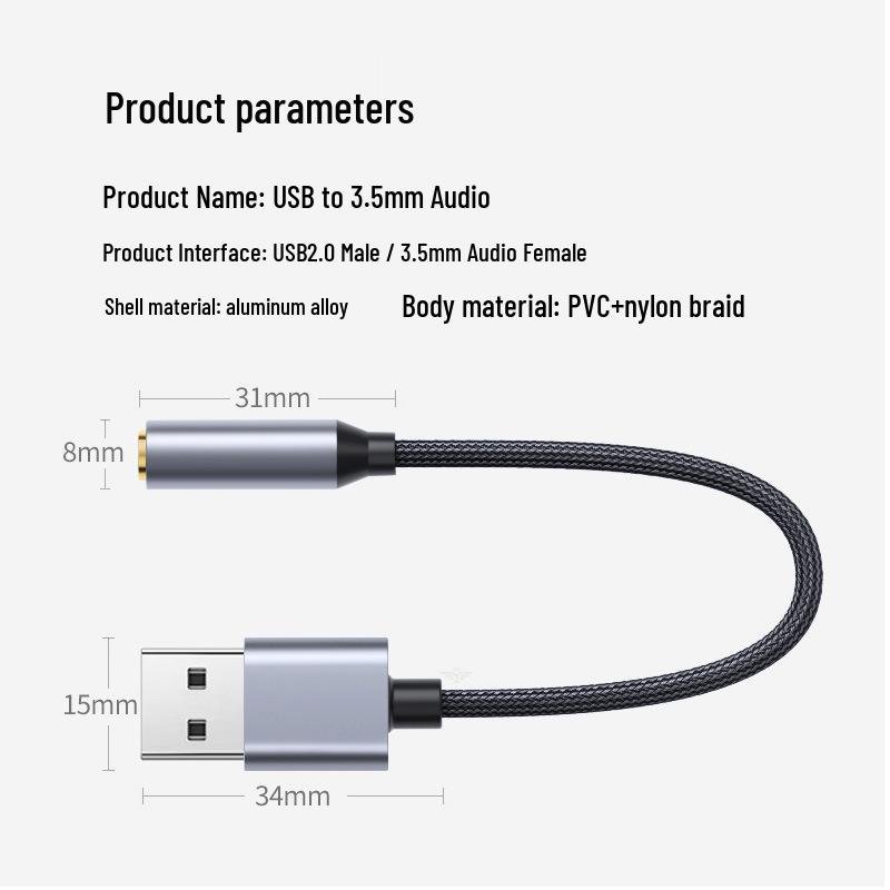 Treiberfreier USB-zu-3,5-mm-Audioadapter für Headset & Mikrofon
