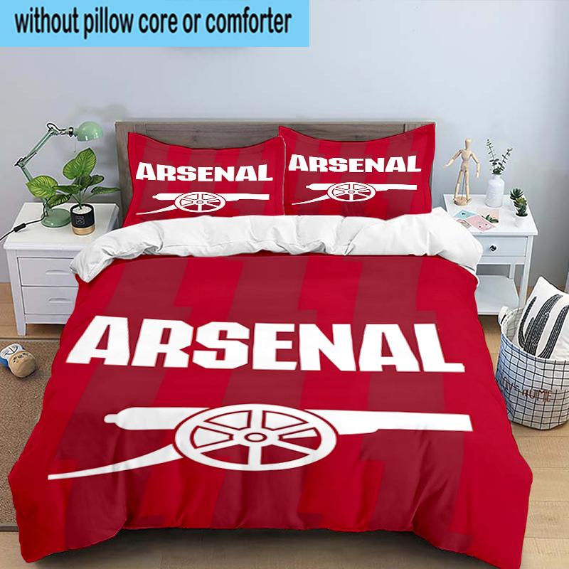FC Arsenal Wappen 3-teiliges Bettwäscheset 2D-Druck (Enthält 1 Bettbezug + 2 Kissenbezüge Ohne Füllung), Schlafzimmerdekoration, Ventilatorgeschenk