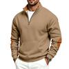 Men's Retro Patchwork Half-Zip Sweatshirt with Stand Collar for Fall Winter Casual Wear