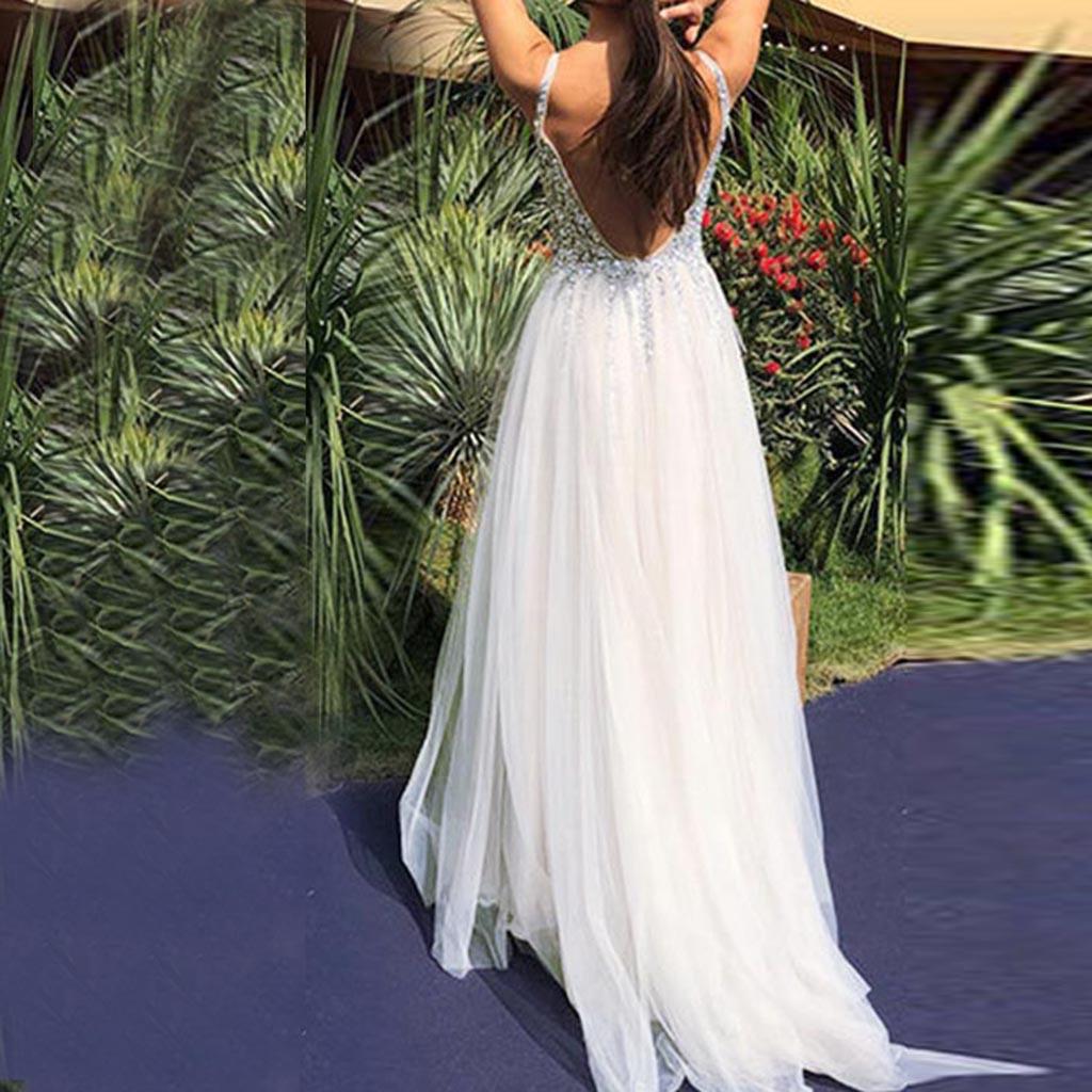 Buy Formal Dresses Women Sleeveless V Neck Wedding Dress Elegant Party