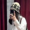 Warm Beanies  Grid Printing Knit Cap Sweet Jacquard Knitted Hat  Girls