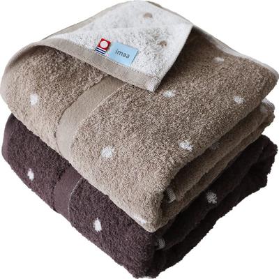 Imaa Imabari Certified Bath Made In Dot Light Brown X Dot Brown Towel, Fluffy, Thin, Absorbent, Quick-Drying, Japan, 100% Cotton, Vacuum-Compressed,