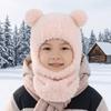 Warm Lining Children Windproof Hooded Hat Bear Kids Balaclava Hat  Children
