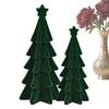 Christmas Tree Figurine Resin Green Seasonal Party Decoration 2-Pieces Small Winter Christmas Tree for Home Office School