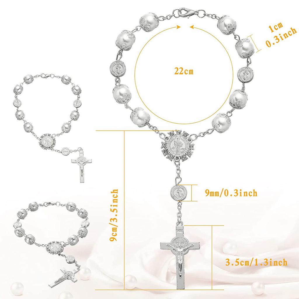 Car Hanging Charm Bling Car Rear View Mirror Hanging Ornament Retro Imitation Pearl Cross Hanging Decoration Auto Interior@#1356