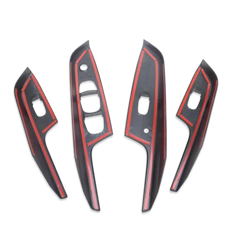 For Nissan Navara NP300 ST 2015- 2024 2025 Carbon Fiber Window Lift Switch Cover Trim Interior Armrest Frame Car Accessories