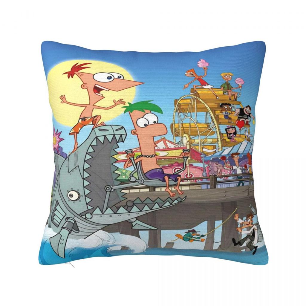 P-Phineas And F-Ferbs Pillow Case Morden Pillow Cover Polyester Design Cushion Cover Pillowcases For Chair Sofa Home Decoration