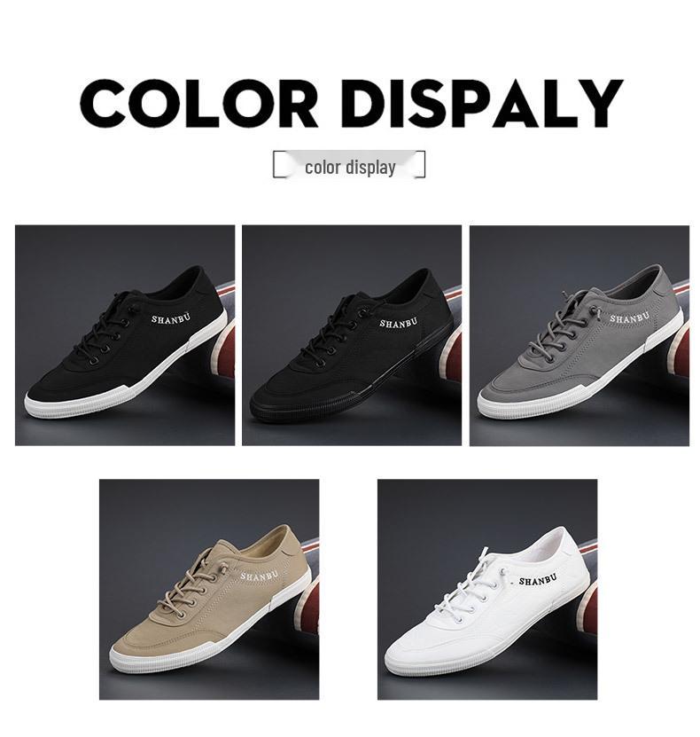 2025 Summer Men's Breathable Canvas Shoes - Korean Style Versatile Casual White Sneakers
