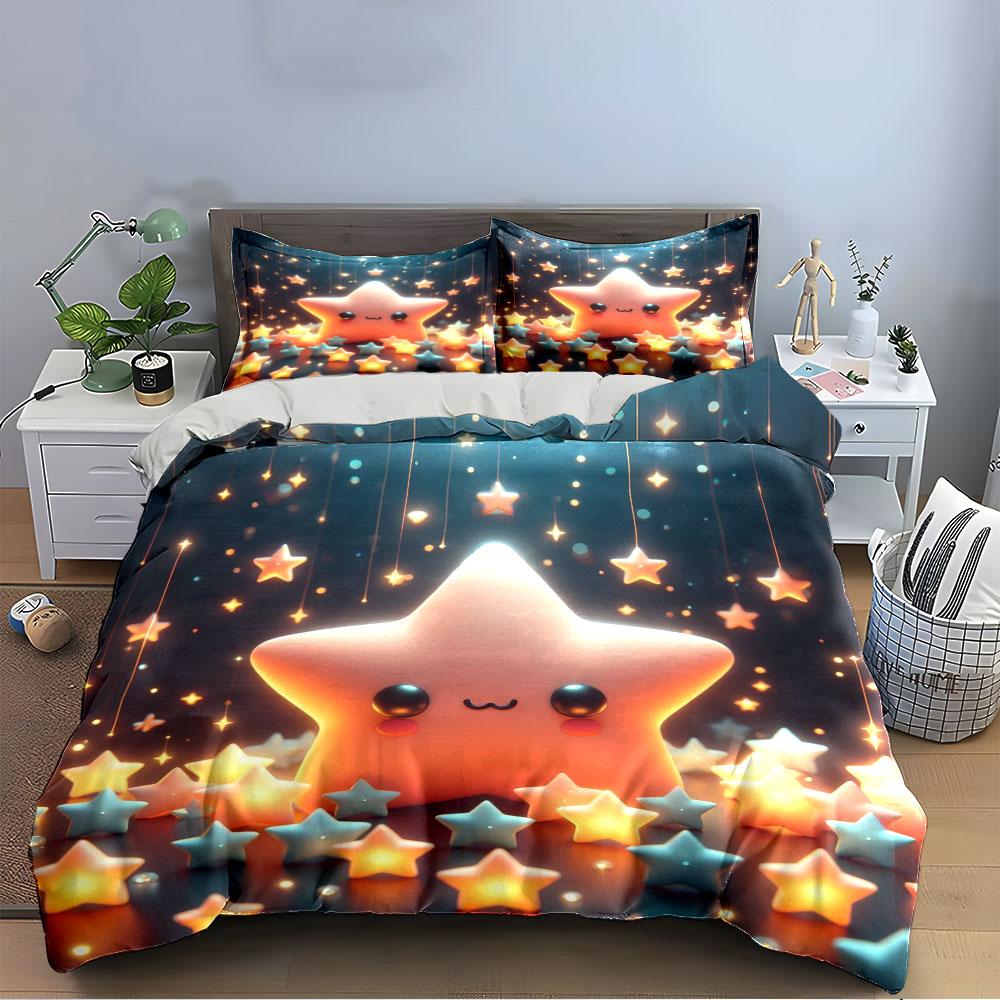 "Glowing Star Pattern Bedding Set" Bedding Duvet Cover Set Duvet Cover Pillowcases (1 * Duvet Cover 2 * Pillowcases, Without Duvet Insert)