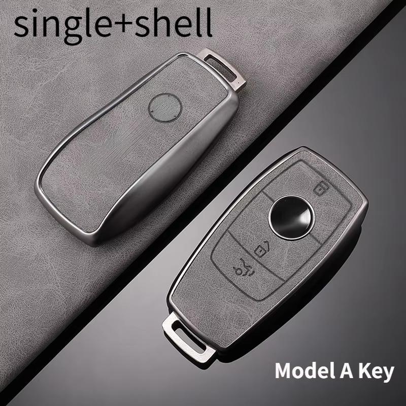 For Mercedes-Benz TPU Car Key Cover E-Class/Class E300L/C260L/A200L Car Key Decorative Leather Pattern All-Pack Protective Case