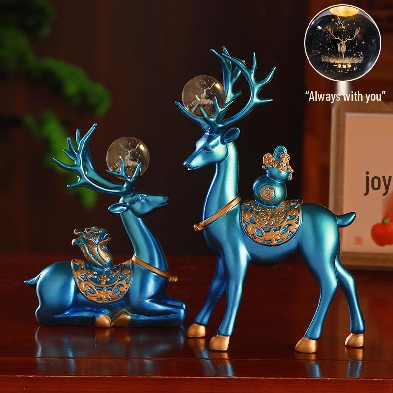 Fortune Deer Wealth-Attracting Ornament for Living Room and Cabinet – Perfect Housewarming or Opening Gift