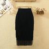 Plus Size Tassel Spliced Slim Fit High-Waisted Pencil Skirt