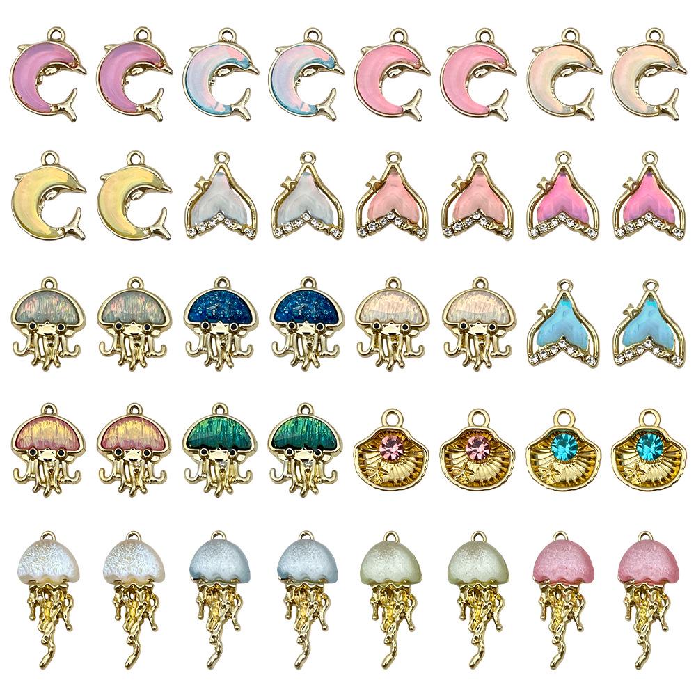 Iridescent Ocean Pig Pendant Sticker for DIY Jewelry: Earring, Necklace, Bracelet, Keychain