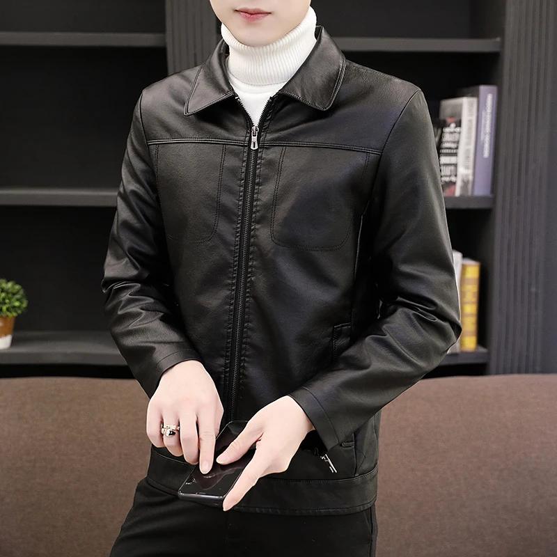 Handsome Men's Leather Jacket Men's Brand Fleece Warm Leather Jackets Men Autumn Winter New Trend Plus Size