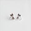 Cute Black Eyes Crystal Cat Stud Earrings for Teens Fashion Jewelry for Daily School Wear Birthday Gift for Girls