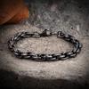 Vintage Oxidized Black Link Chain Bracelets For Men Motocycle Cuban Chain Stainless Steel Punk Rock Biker Jewelry Gifts