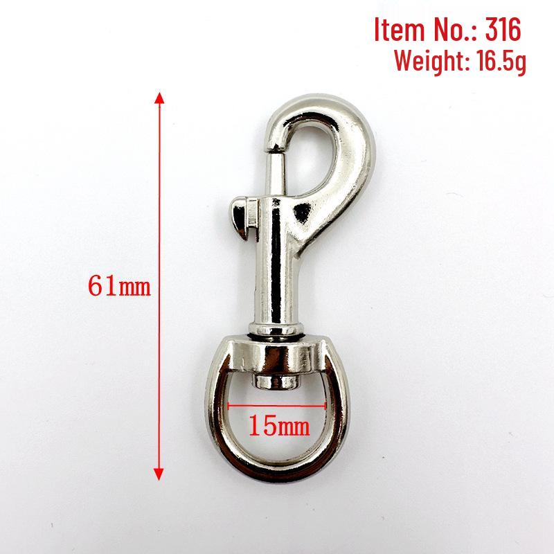 Zinc Alloy Dog Buckle Keyring Hook for Pet Leash, Bag & Apparel Accessories
