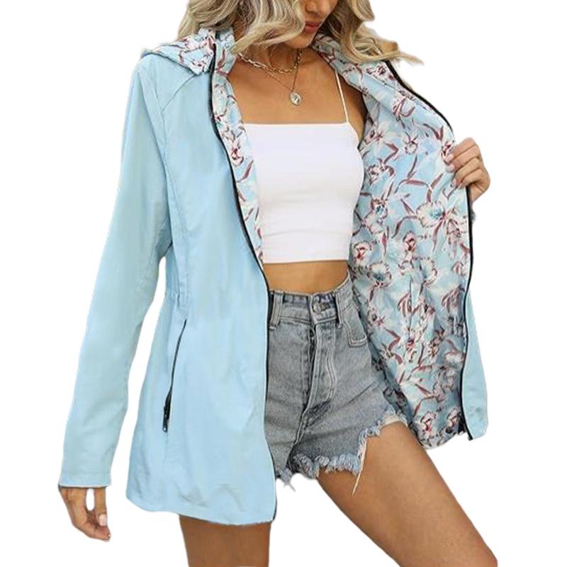 Giacca a Vento da Donna Reversibile Autunno 2024 con Stampa e Zip - Giacca Moda Coreana Giapponese