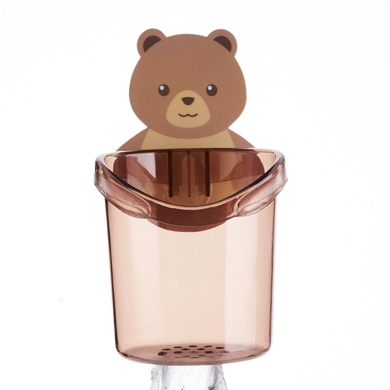 Bear Hug Toothbrush Cup Toothpaste Storage Rack Bathroom Non-Punching Wall-Mounted Drain Bear Storage кофейный