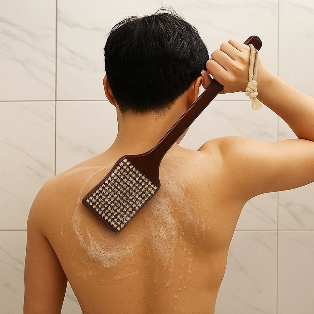 Soft Bristles Massage Brush Ergonomic Bath Exfoliating Brush Back Brush  Spa Accessories
