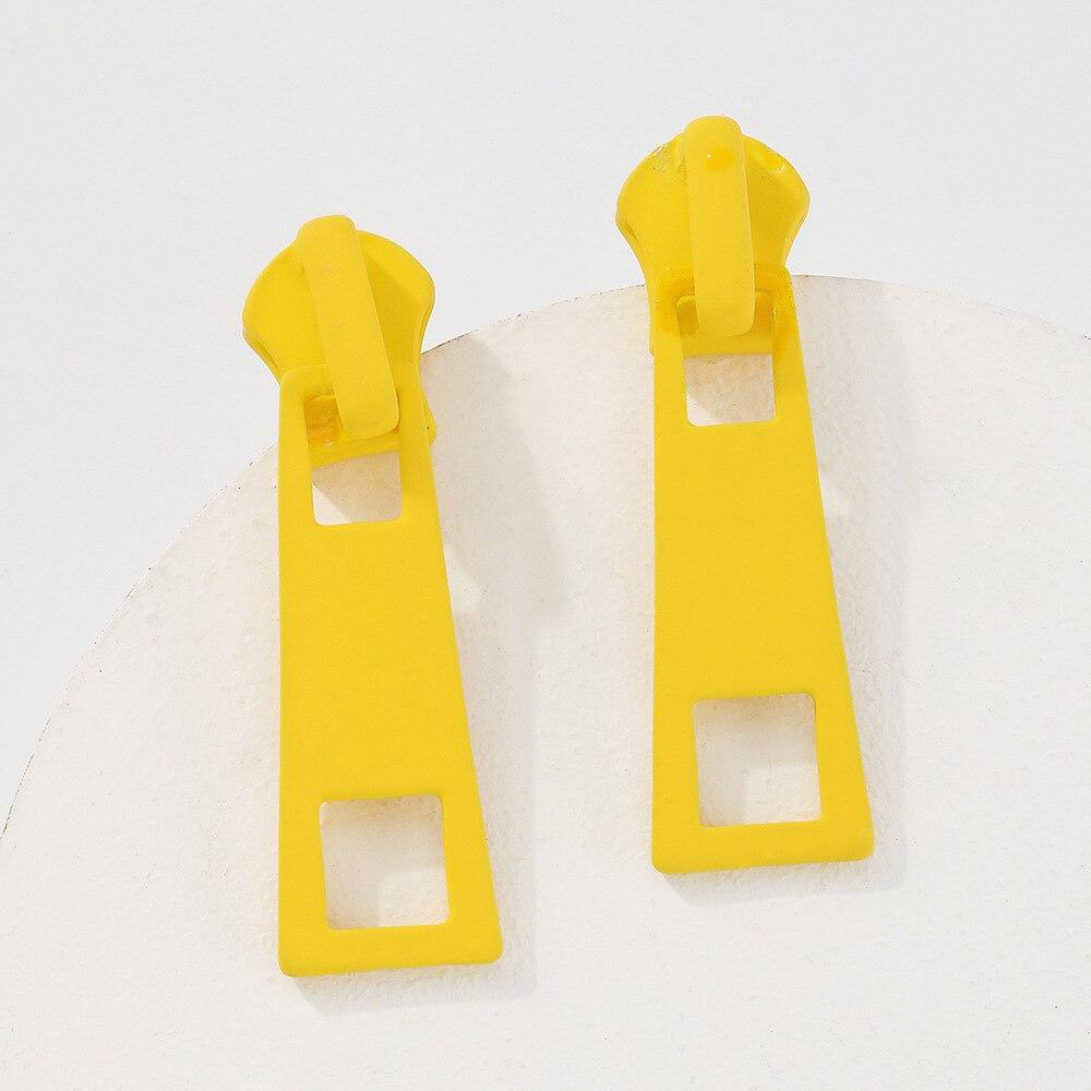 

Модные индивидуальные серьги-гвоздики на молнии для женщин, корейские креативные красочные необычные серьги 2021, трендовые украшения в стиле хип-хоп, панк жёлтый