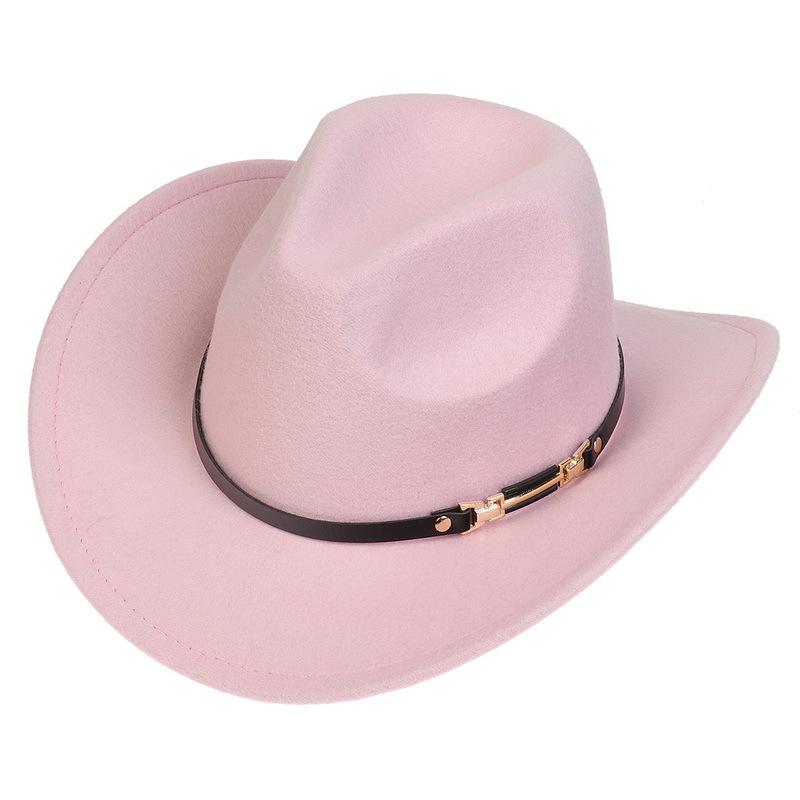 Western Cowboy Top Hat Spring And Autumn New Jazz Hat Big Brim Pentagram Belt Accessories Felt Hat Men And Women