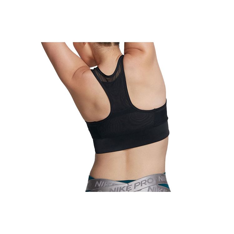 Nike Swoosh Rebel Pocket Solid Logo Sports Bra Women Underwear Black BV3777-011