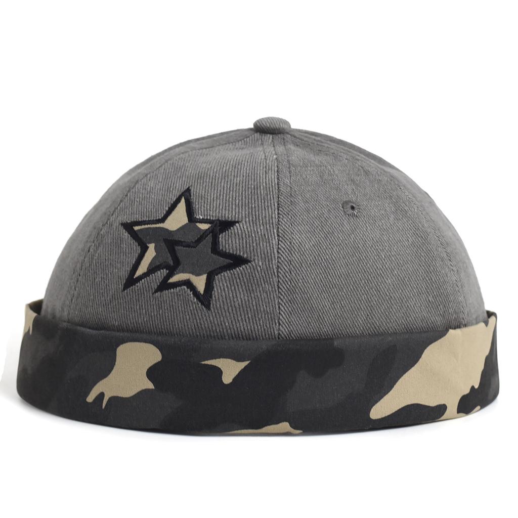 Unisex Washed Color Brimless Caps Without Visor Star Splicing Docker Cap Letter Adjustable Beanie Hat Vintage Style Hip Hop Hats
