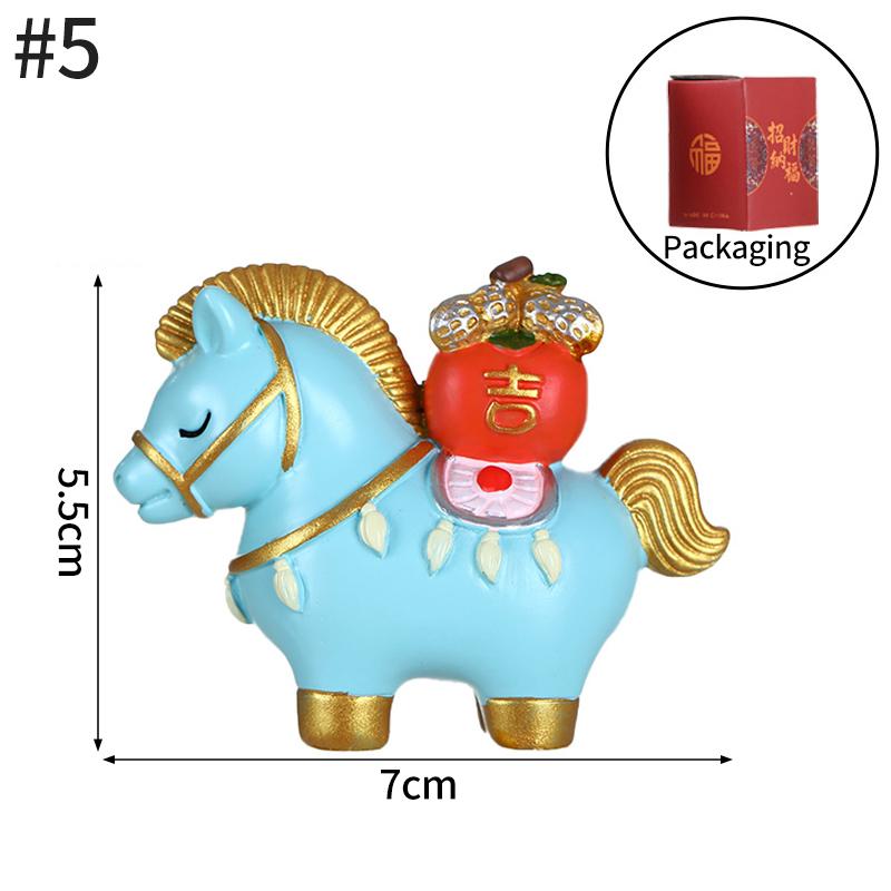 2026 New Year Resin Pony Decoration Ornament Mini Car Desktop Ornament New Year Birthday Blessing Gift Spring Festival Crafts