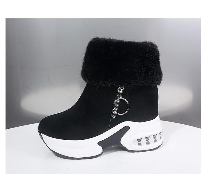 Large size autumn and winter piled thickened warm snow boots inner height increase muffin thick-soled cotton boots