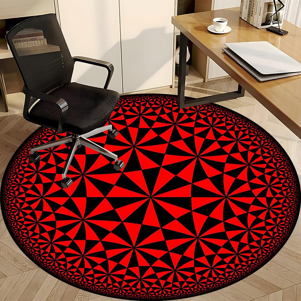 1 Stück Geometrisches Muster Büro Runder Teppich, Rutschfest, Weich und Langlebig Büroteppich für Innendekoration, Perfekt für Büro, Dekoration yy260204067