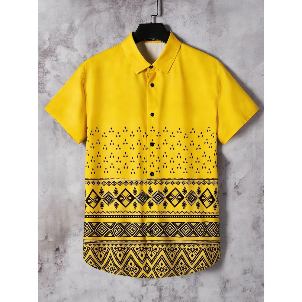 

Summer Casual Holiday Beach Shirt 3D Simple Geometry Pattern T-shirt Retro Short Sleeve Street Vacation Outdoor Men s and Women s Shirt S