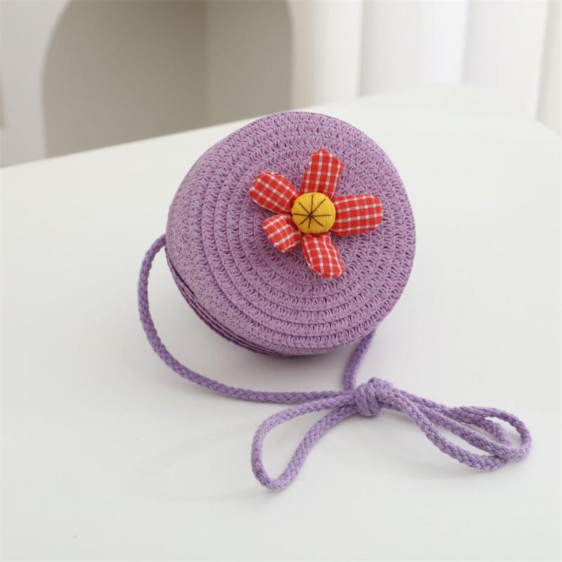 Children's Straw Woven Crossbody Bag - Small Girl's Phone and Coin Purse for Summer Outings and Seaside Trips