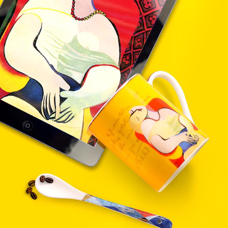 Picasso Art Ceramic Mug Set with Spoon