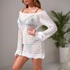 Beach Skirt Women Solid Color Sexy Knitted Beach Bikini Swimsuit Hoodie Dress