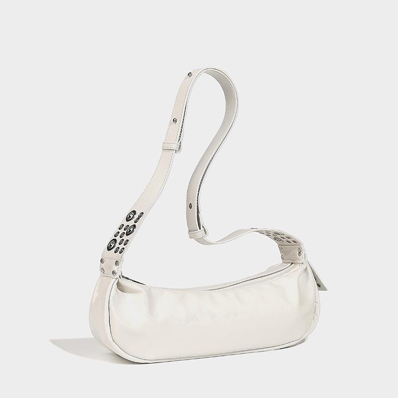 Soft Motorcycle Feel Horn Bag 2025 New Fashion Retro Soft Leather Half-Moon Bag High-End Single Shoulder Crossbody Bag for Women