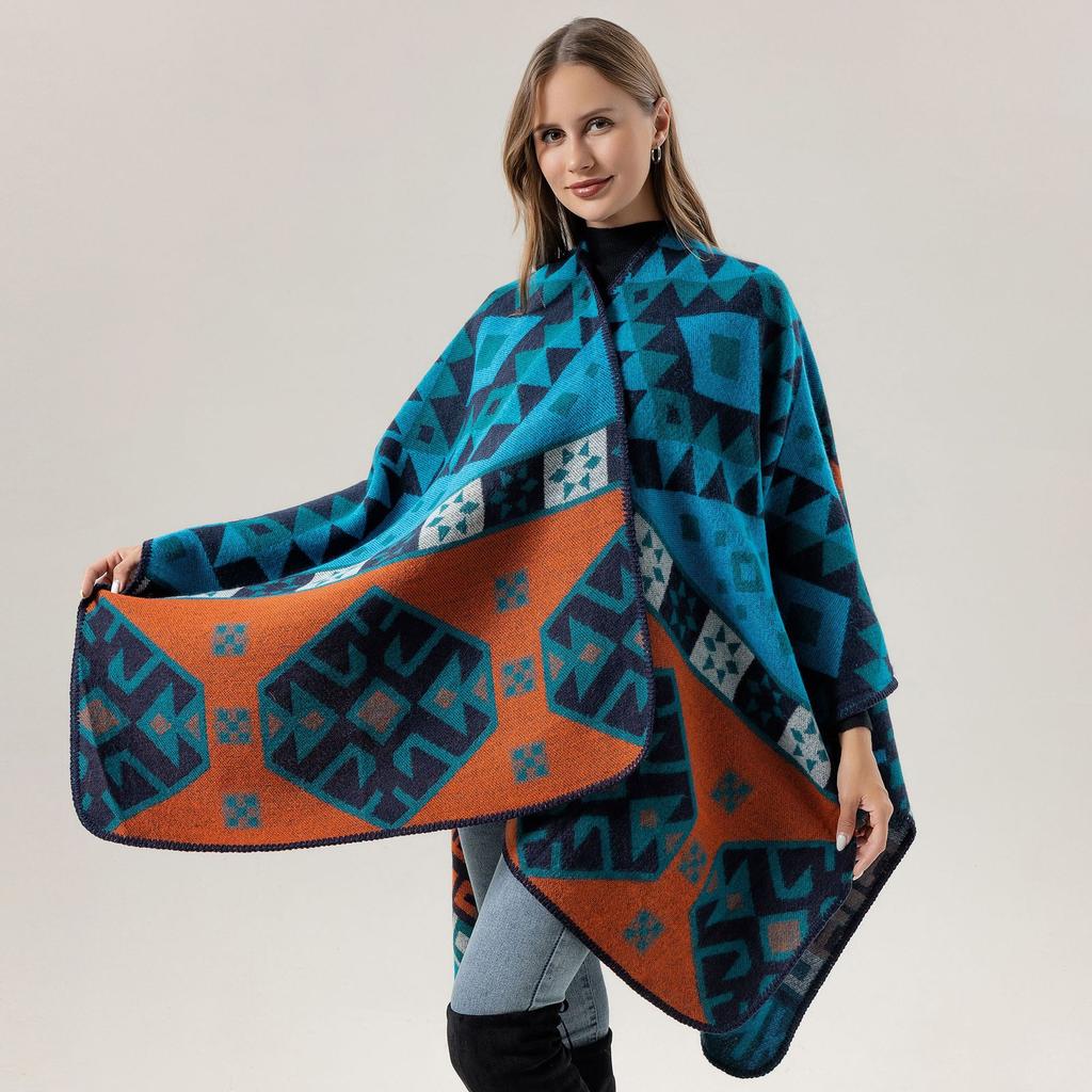 Nowy etniczny szal, wysokiej jakości peleryna atramentowa, zachodnio-syczuański strój podróżny ze zdjęciem frędzli imitacja kaszmiru peleryna damska