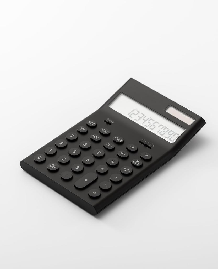 Plus Minus Zero M for business and retail easy tax stylish design ±0 Calculator, (Black), 12-digit display, use, conversion, all-black