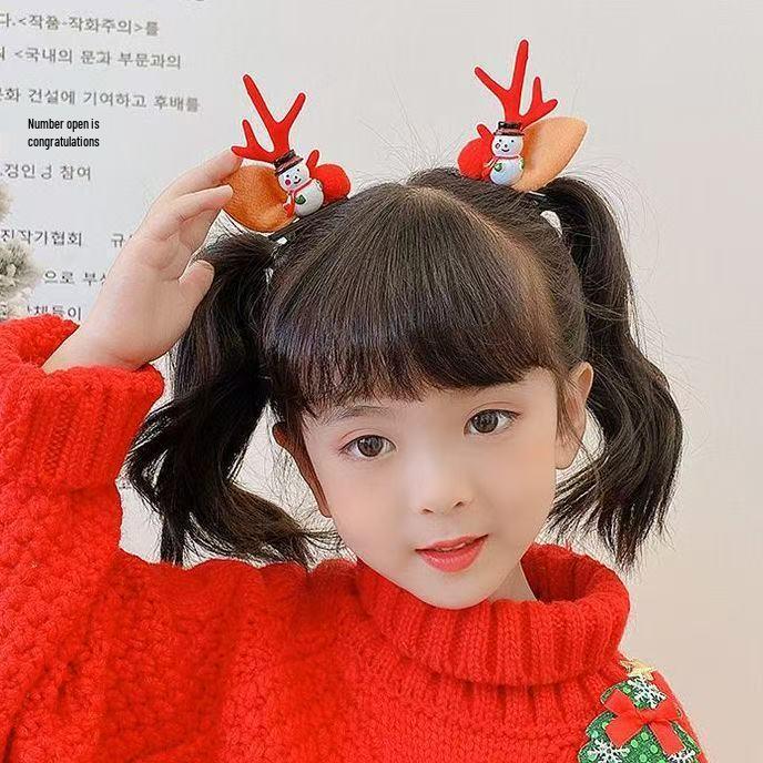 Korean Ins Style Kids' Christmas Antler Hair Clip - Cute Baby and Little Girl Hair Accessory