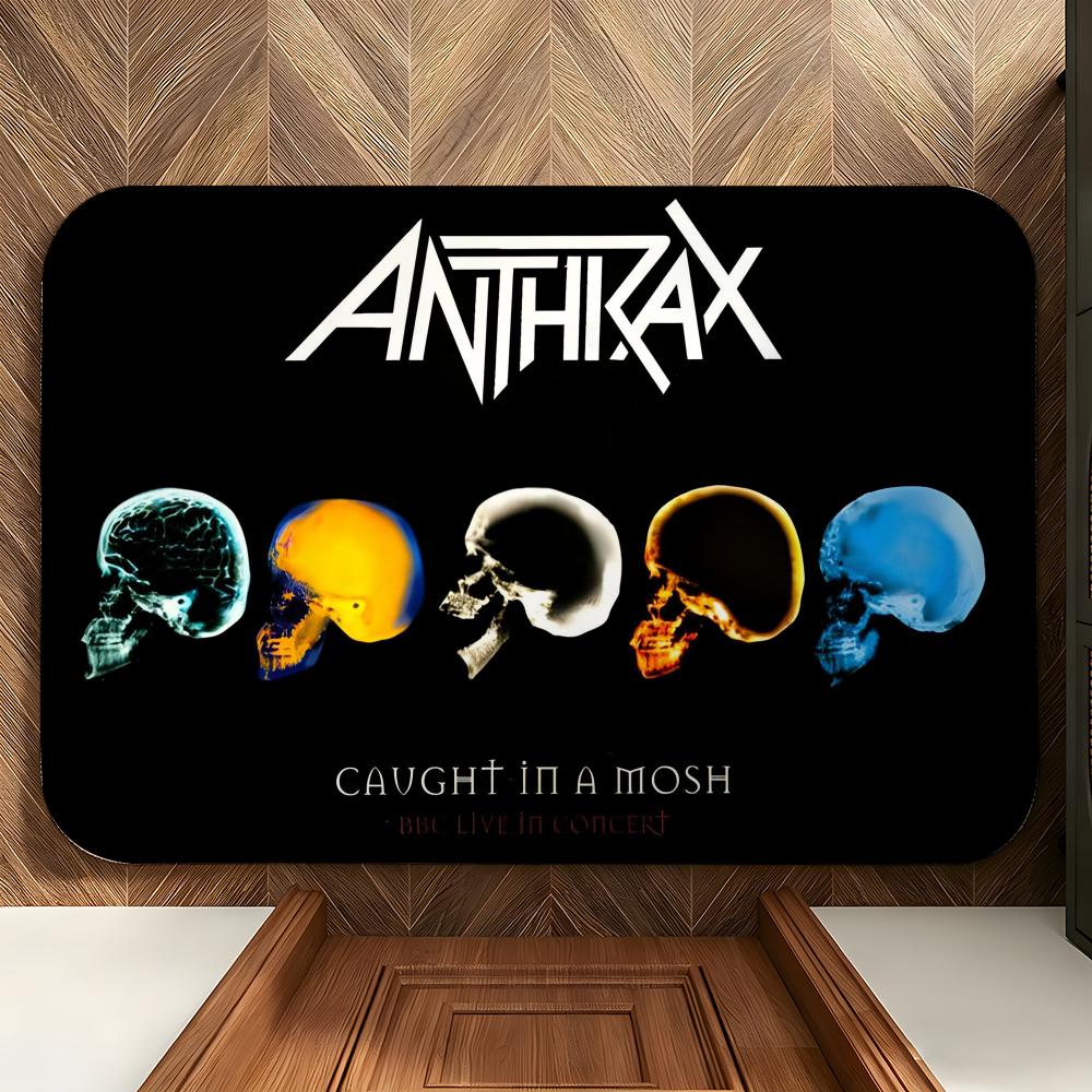 Music A-Anthrax Floor Mat Soft Flannel Entrance Door Mat Non Slip Absorbent Bathroom Bedroom Floor Rug
