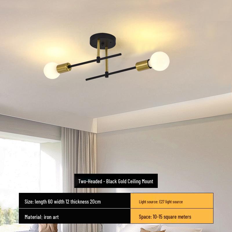 

Современный минималистичный потолочный светильник для гостиной, спальни и балкона 2 Lights Black Gold