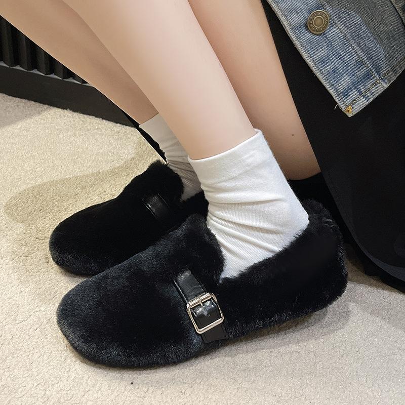 Mao Mao Shoes Women's Winter Flat-bottomed New Lazy Shoes Cotton Shoes Warm Doudou Women's Shoes