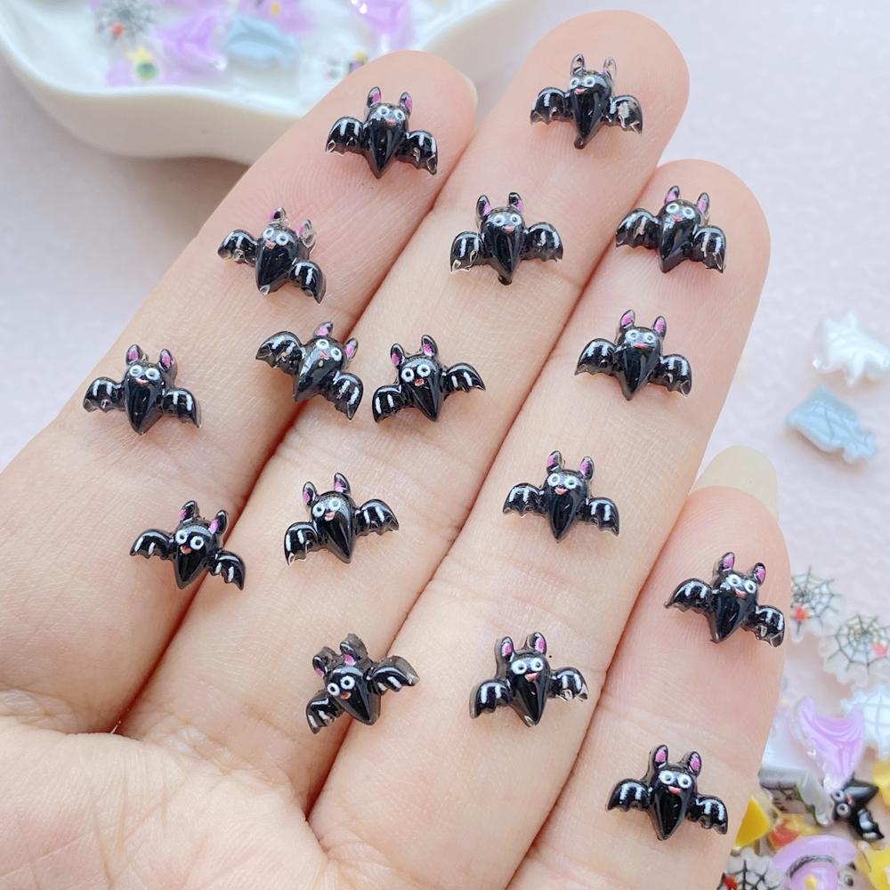 100PCS Halloween 3D Nail Art Decoration Charms Supplies Kawaii Cartoon Halloween Series Accessories Resin Parts Manicure Decor