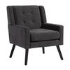 Upholstered Chair with Button Tufting Made of Suede - Mid-Century Modern Armchair with High-Density Foam Cushion and Solid Wood Legs for Small Spaces