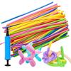 100pcs 26cm Long Stripe Balloon with Pump Birthday Party Decoration Latex Balloon Creative Suitable for Birthday Wedding Party