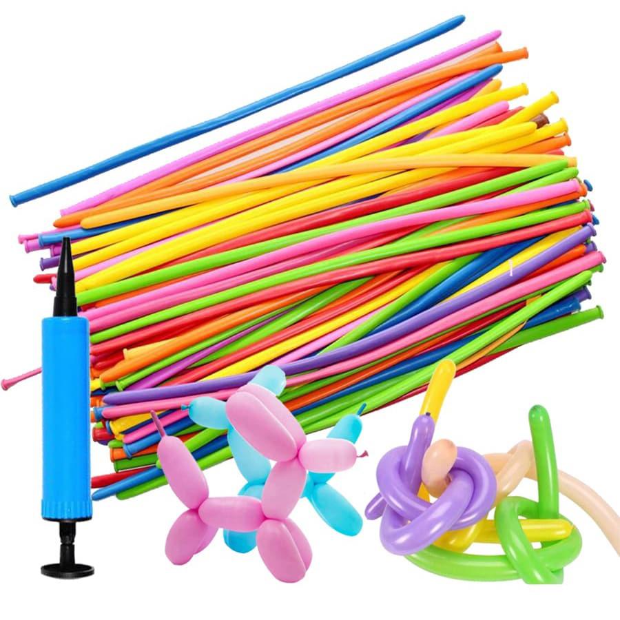 100pcs 26cm Long Stripe Balloon with Pump Birthday Party Decoration Latex Balloon Creative Suitable for Birthday Wedding Party