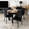 Set Of Harry Round Extendable Table 102-142 Cm Artisan Oak/Black And 4 Bari Black Modern Upholstered Chairs