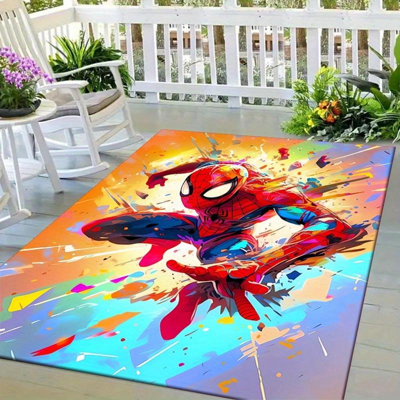 1pc Spider-Man Pattern Area Rug Soft Flannel Floor Mat for Living Room, Office, Bedroom, Outdoor and Camping, Sofa Coffee Table Floor Mat, D