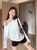 One-Shoulder Long-Sleeve Women's T-Shirt - Pure Desire, Spring/Summer/Fall 2026, Loose Fit Base Layer