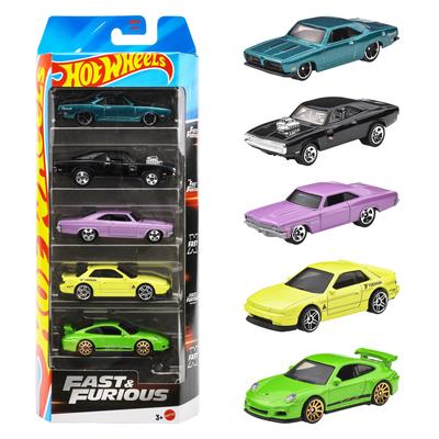 Hot Wheels Velozes e Furiosos Veículo Brinquedo Mini Idades 3 e JDR19 & Pacote com 5 Carros, Para Cima, Multiuso,